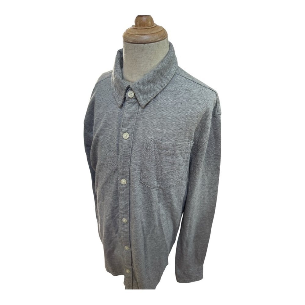 GAP Kids Knit Long Sleeve Button-Down Shirt in Gray